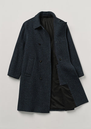 Double Breasted Wool Overcoat | Navy Melange