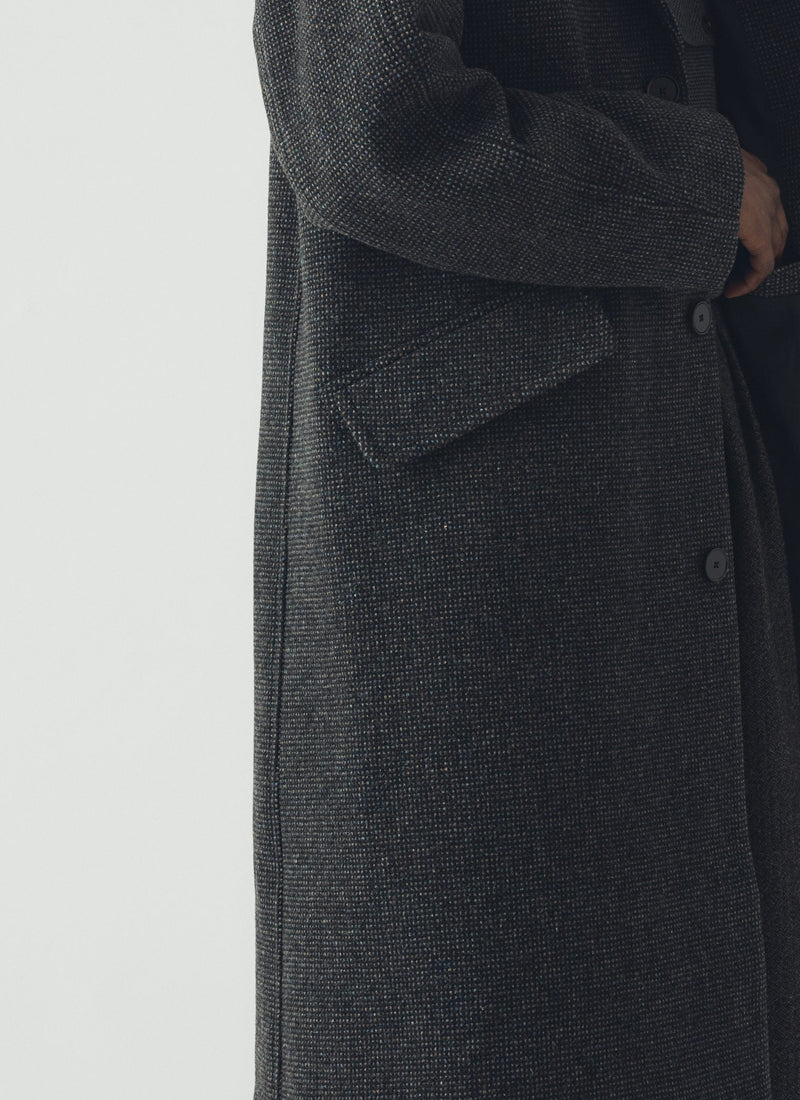 Textured Tweed Wool Overcoat | Iron Grey