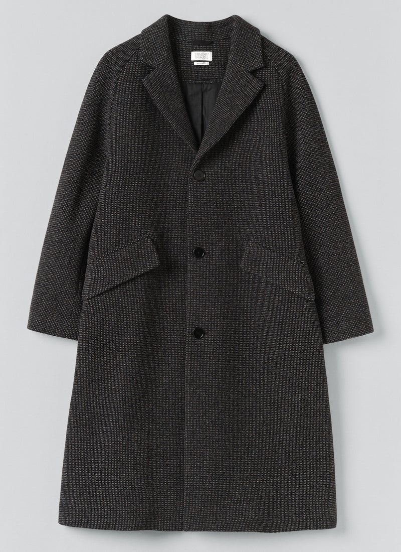 Textured Tweed Wool Overcoat | Iron Grey