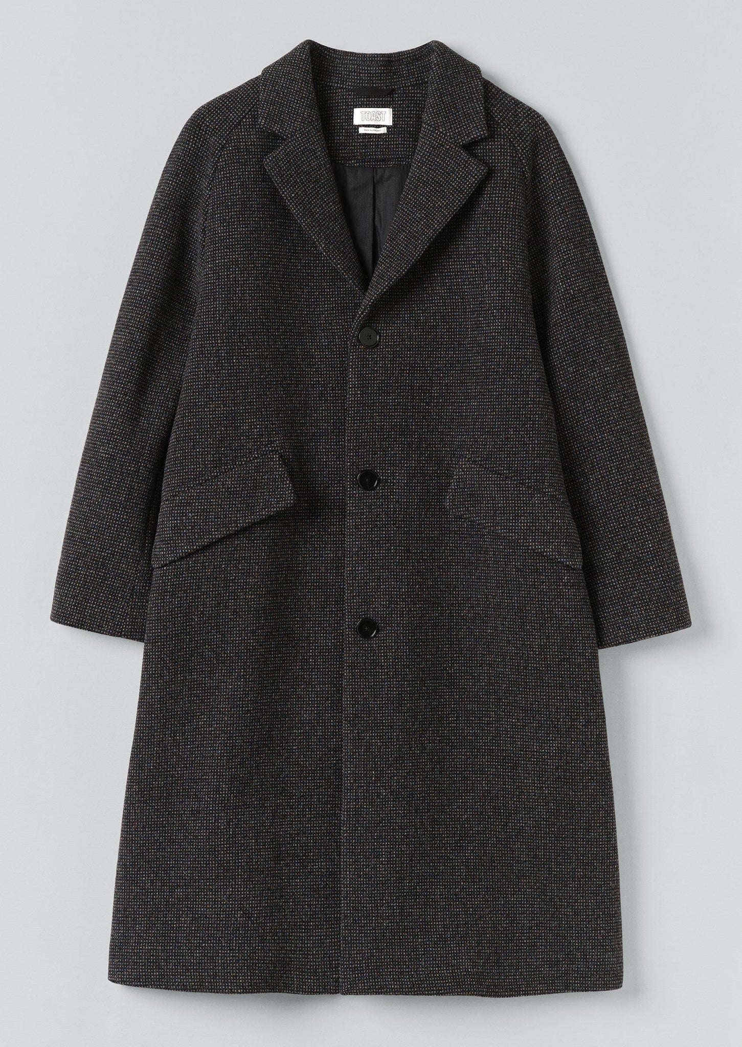 Textured Tweed Wool Overcoat | Iron Grey | TOAST