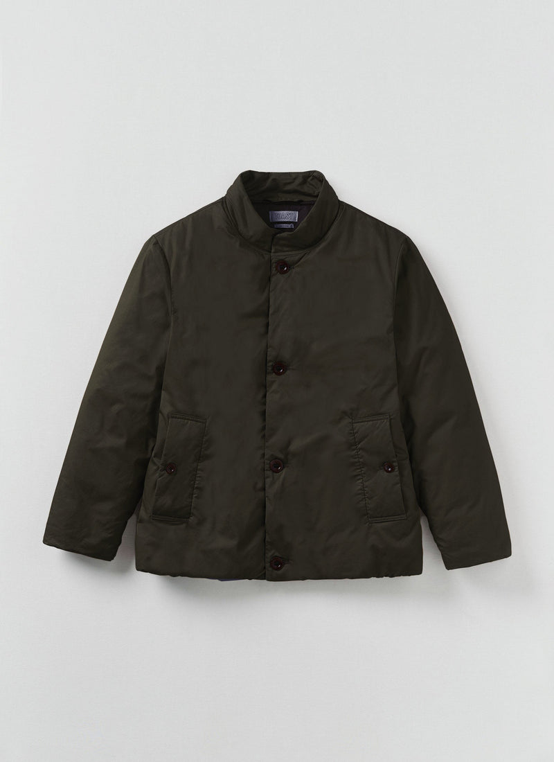 Padded Stand Collar Jacket | Iron Green
