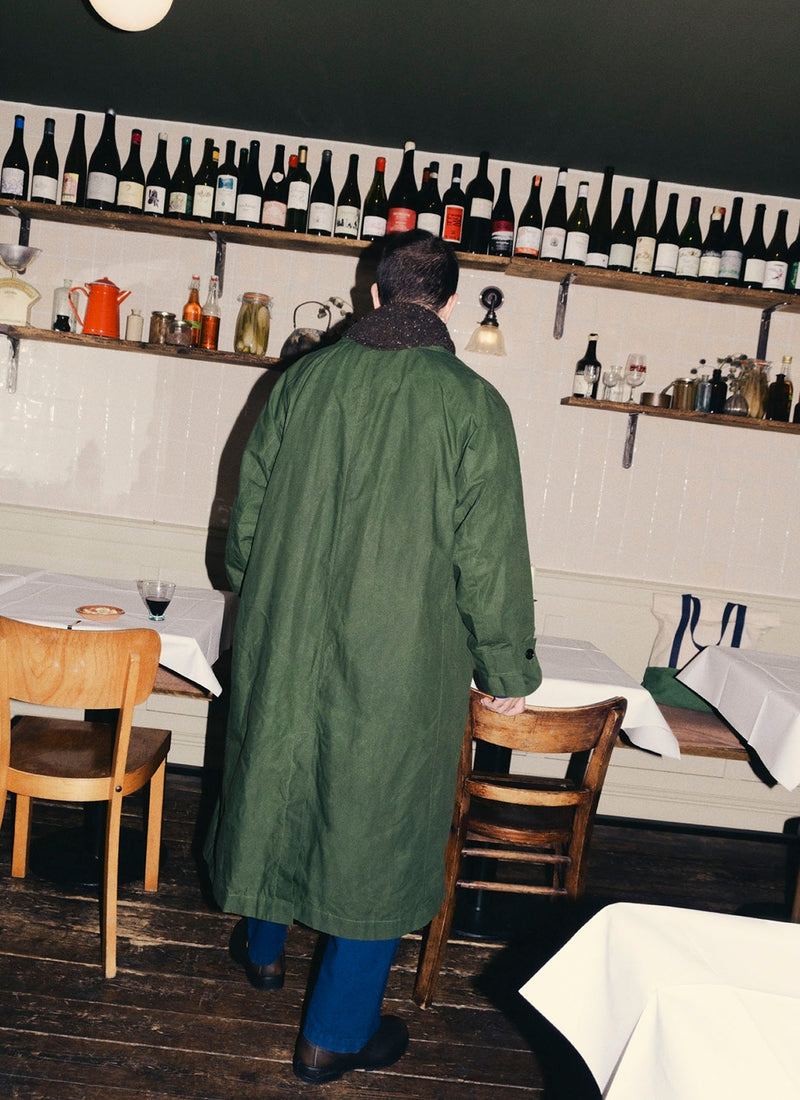 Waxed Cotton Trench Coat | Forest Green