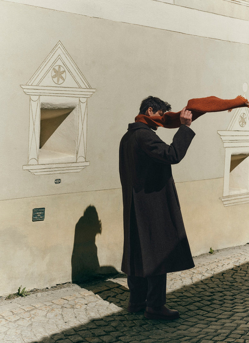 Single Breasted Textured Wool Overcoat | Earth