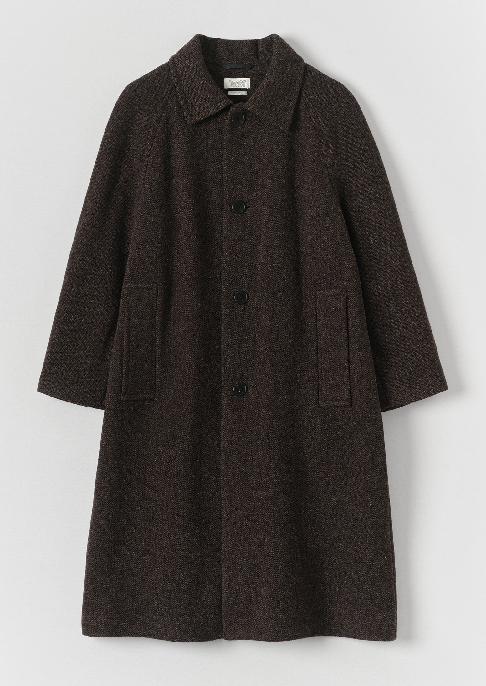 Single Breasted Textured Wool Overcoat | Earth | TOAST