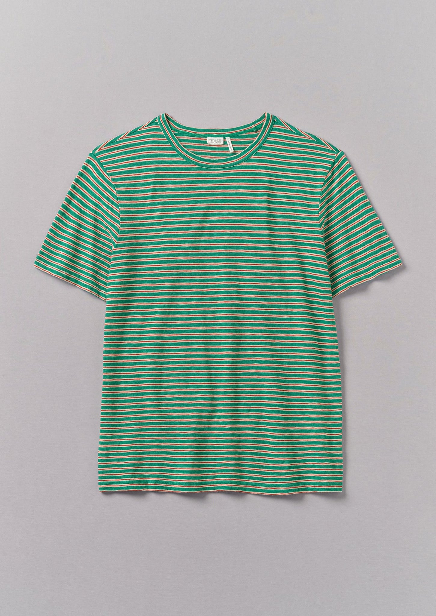 Theo Cotton Stripe Short Sleeve Tee | Green/Red