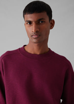 Dropped Shoulder Loopback Jersey Sweater | Fuchsia