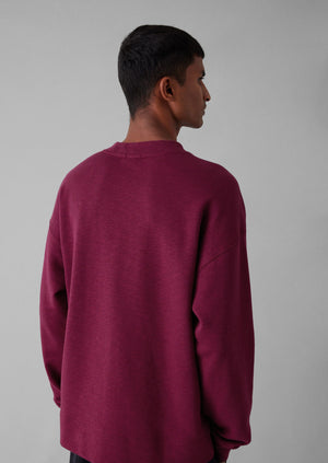 Dropped Shoulder Loopback Jersey Sweater | Fuchsia