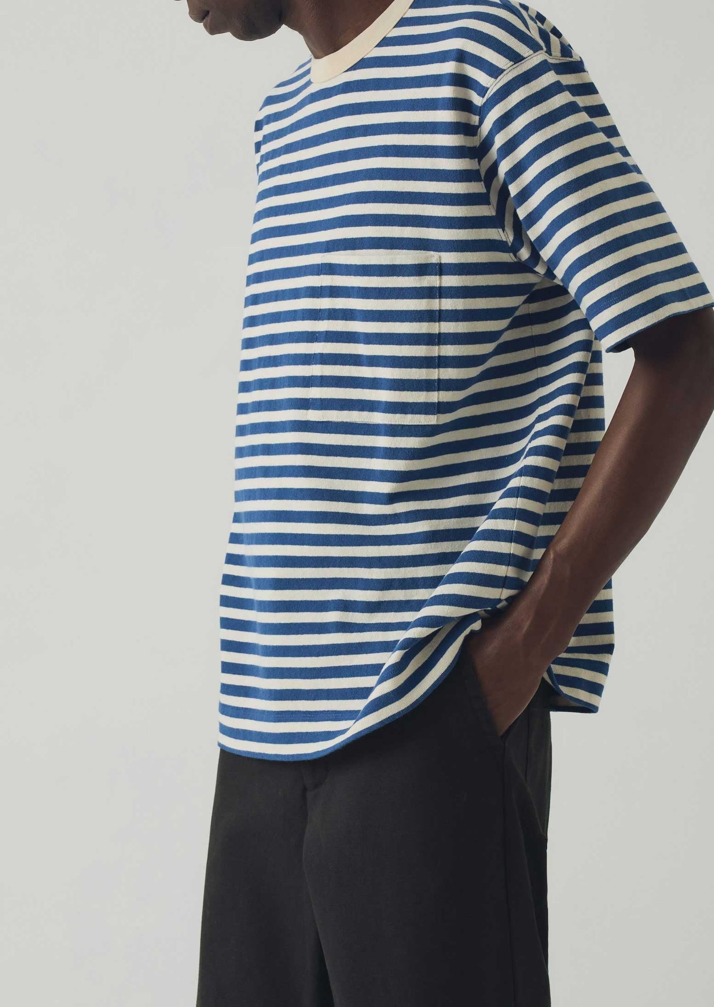 Bold Stripe Relaxed Tee | Delft/Ecru