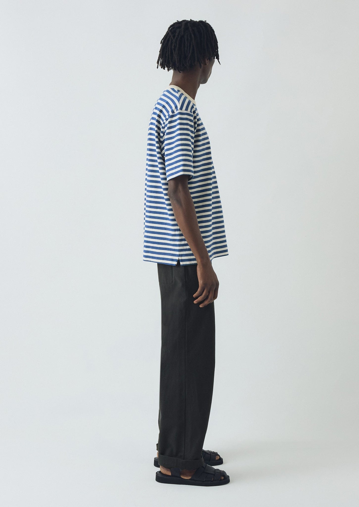 Bold Stripe Relaxed Tee | Delft/Ecru