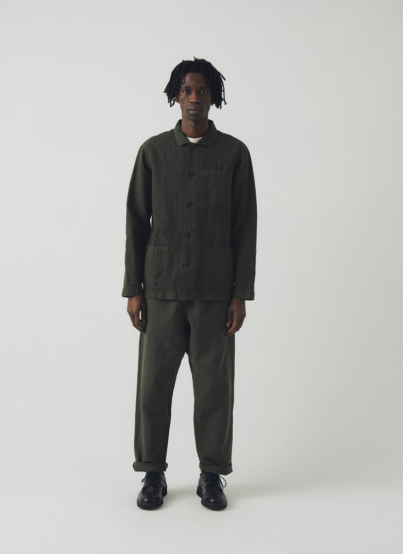 Arlo Garment Dyed Herringbone Jacket | Dark Moss