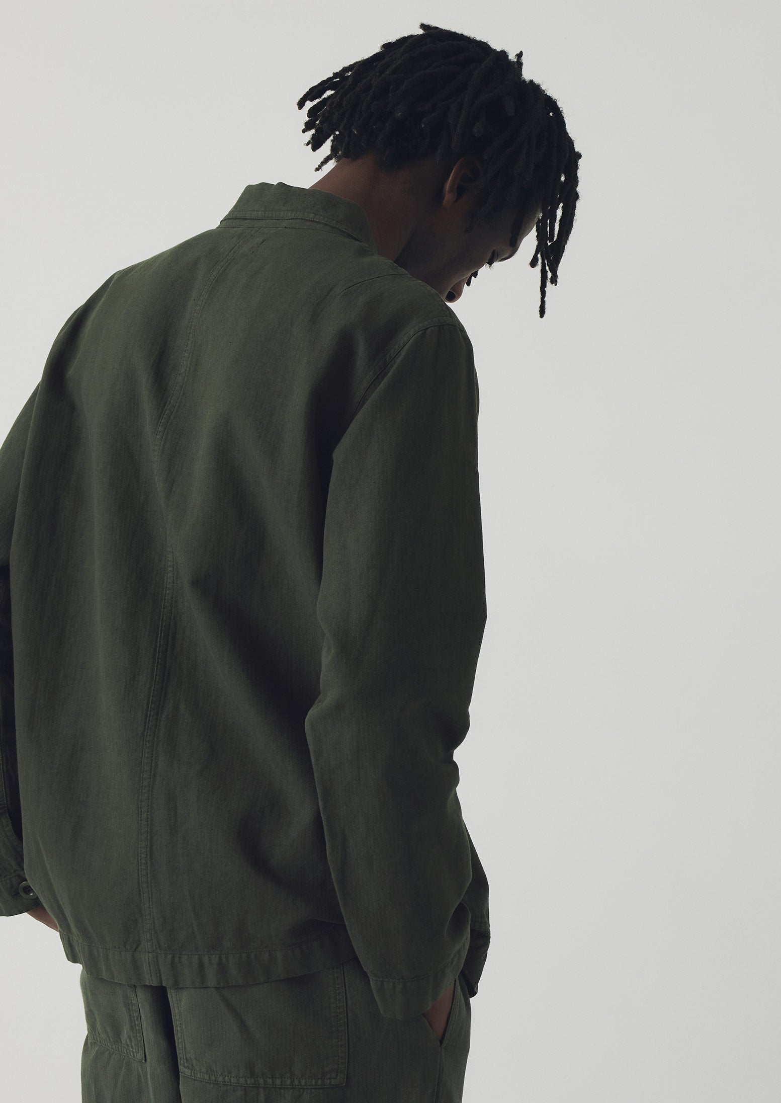 Arlo Garment Dyed Herringbone Jacket | Dark Moss | TOAST