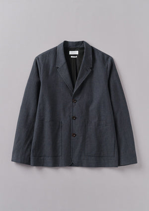 Grid Check Cotton Linen Blazer | North Sea | TOAST