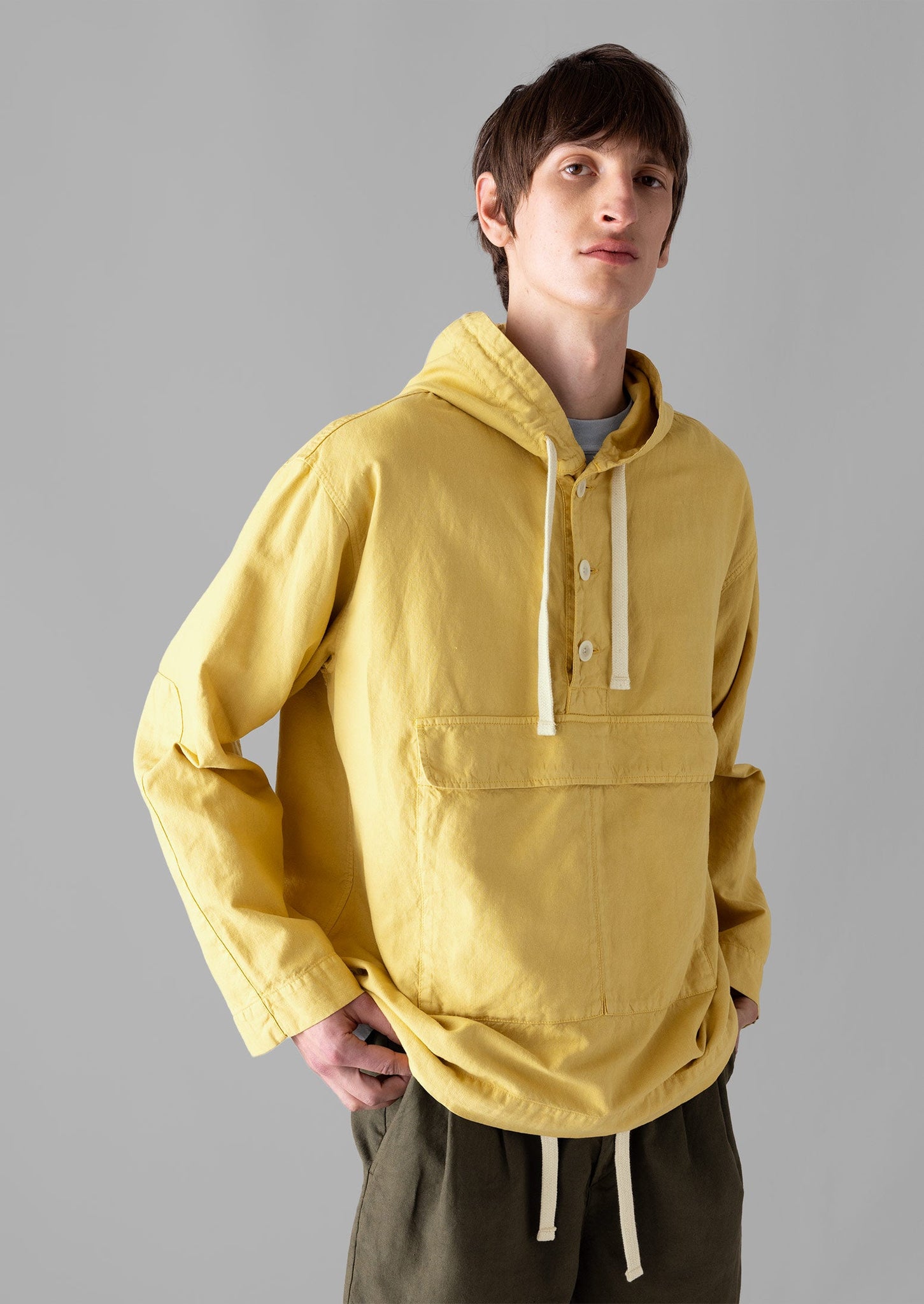 Cotton Linen Hooded Smock | Soft Yellow