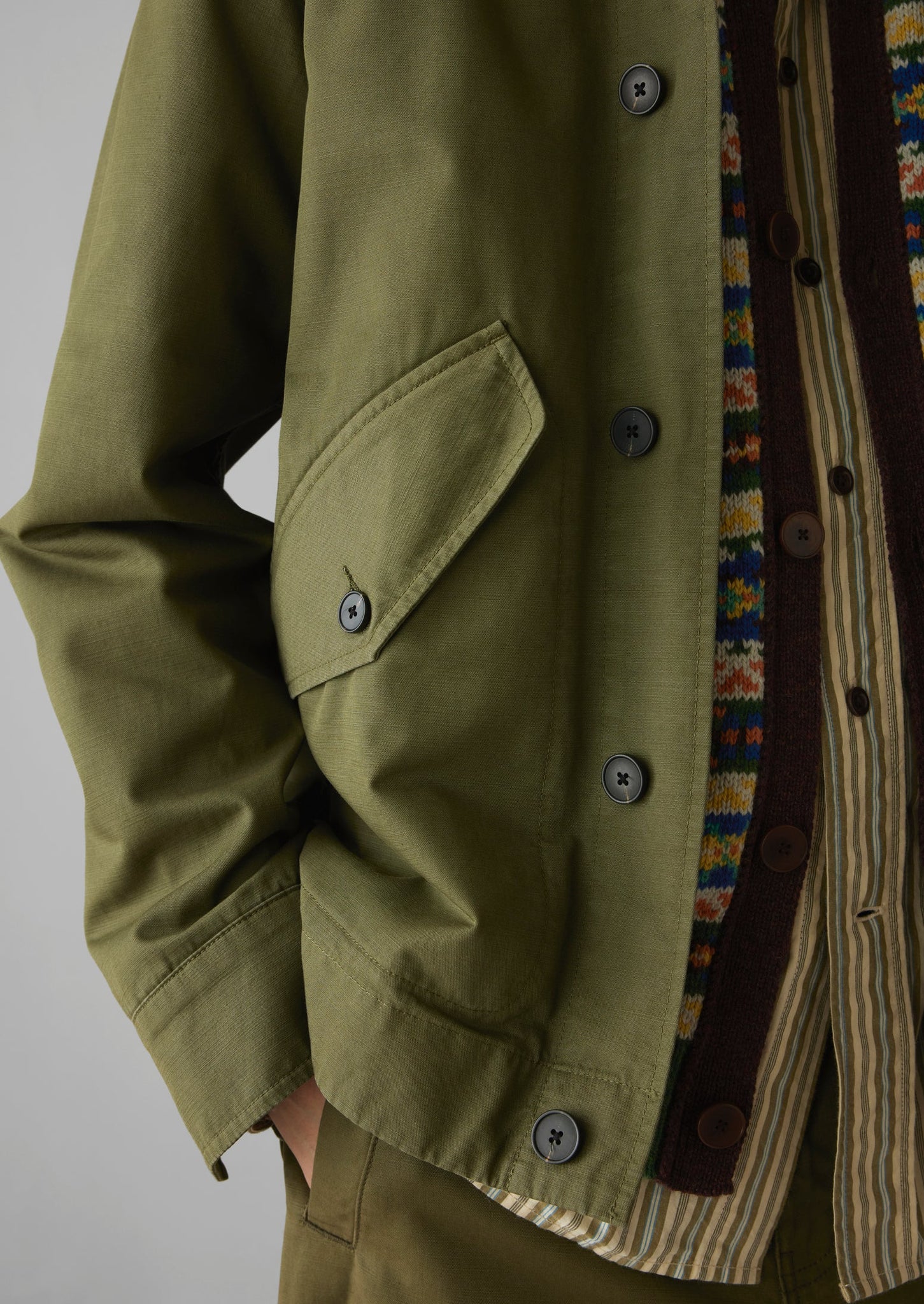 Garment Dyed Organic Cotton Coach Jacket | Artichoke