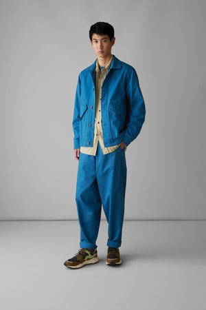 Garment Dyed Organic Cotton Coach Jacket | Flask Blue | TOAST