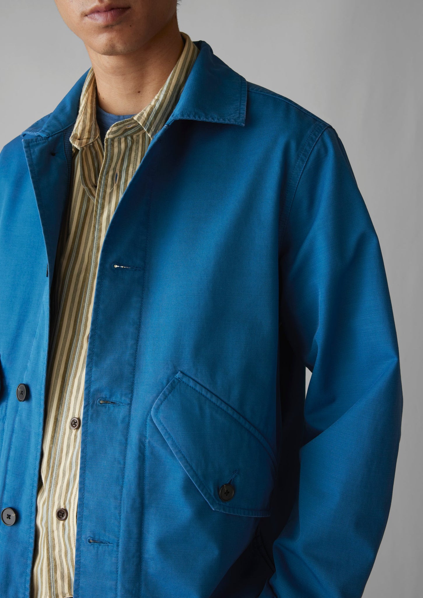 Garment Dyed Organic Cotton Coach Jacket | Flask Blue