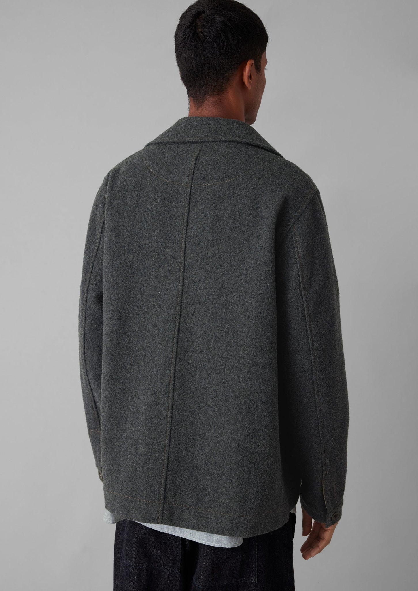 Melton Wool Blend Chore Jacket Charcoal TOAST