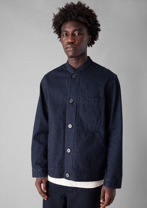 Stand Collar Japanese Denim Jacket | Indigo | TOAST