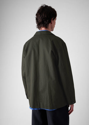 Cotton Hemp Herringbone Jacket | Forest Green