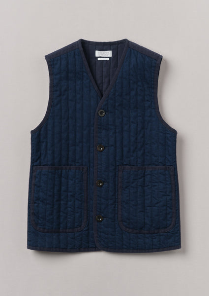 Indigo Cotton Padded Gilet | Indigo | TOAST