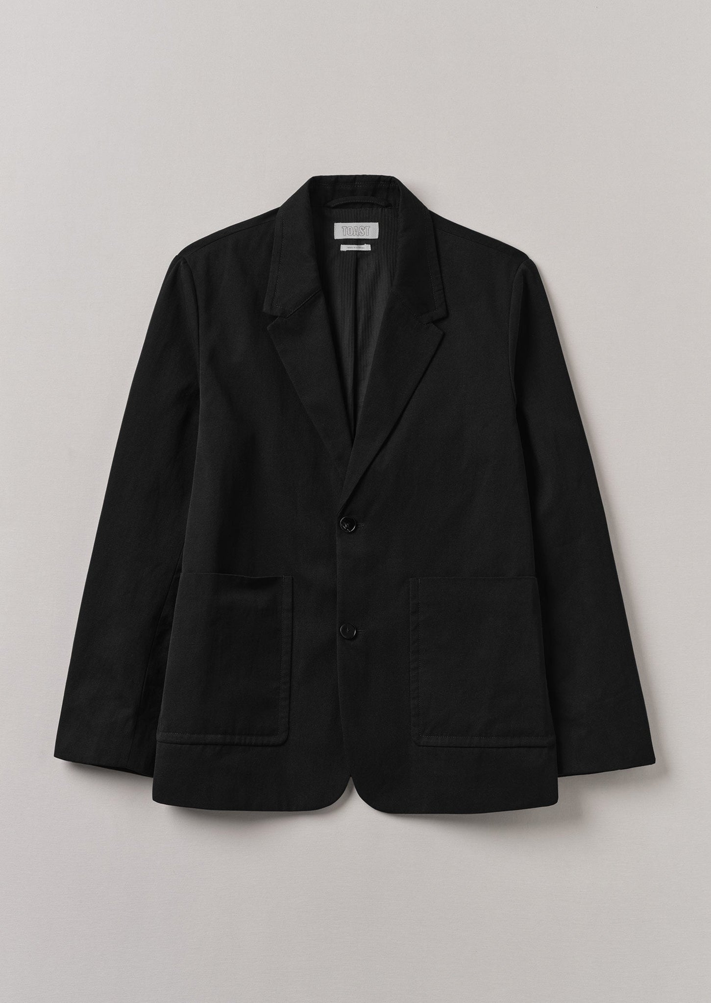 Cotton Linen Twill Low Break Blazer | Black