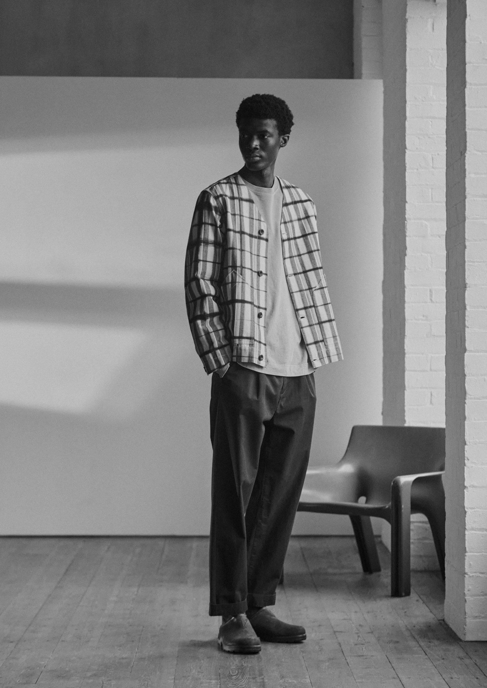 Edo Stripe Clamp Dyed Jacket | Indigo/Ivory | TOAST