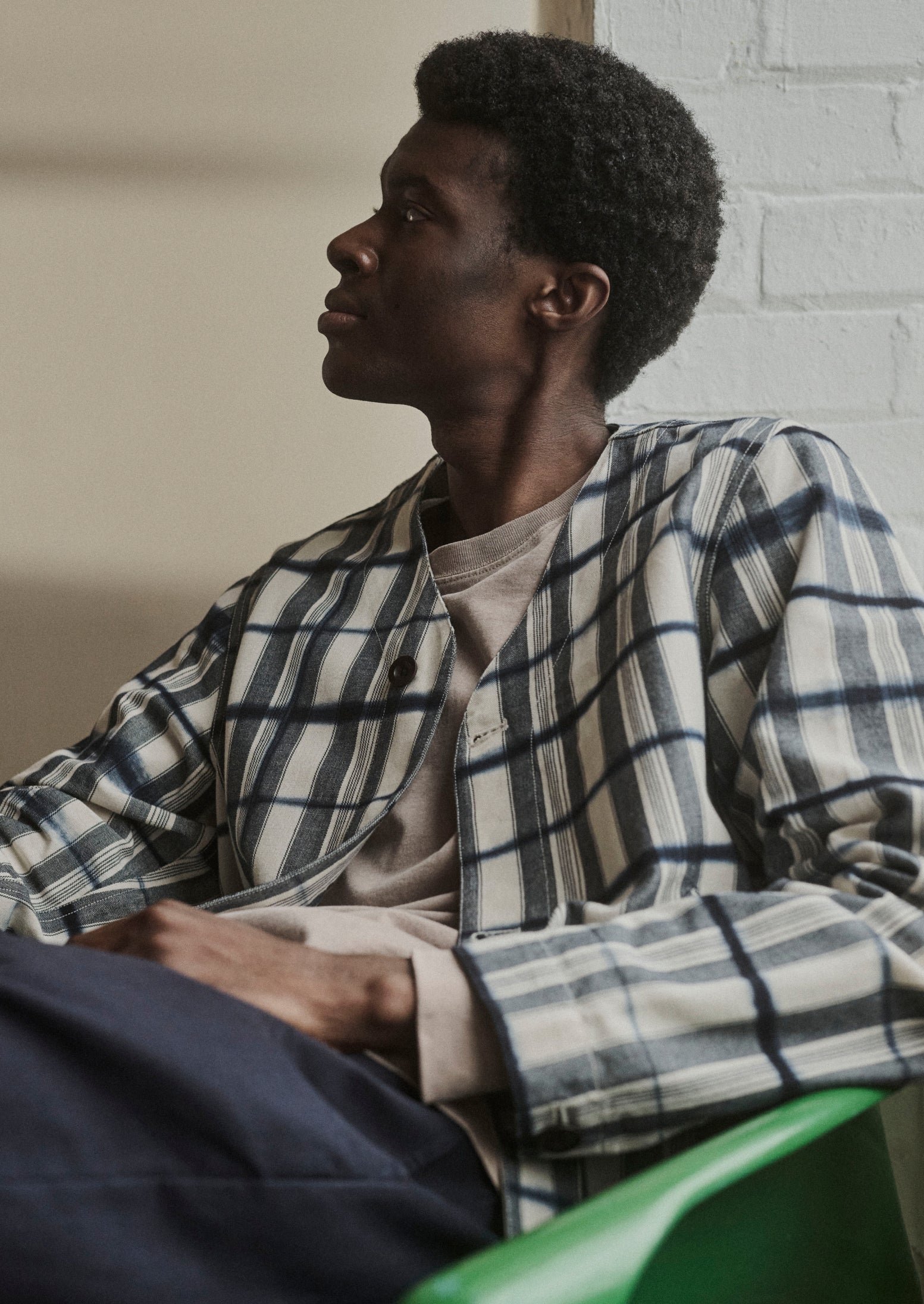 Edo Stripe Clamp Dyed Jacket | Indigo/Ivory | TOAST