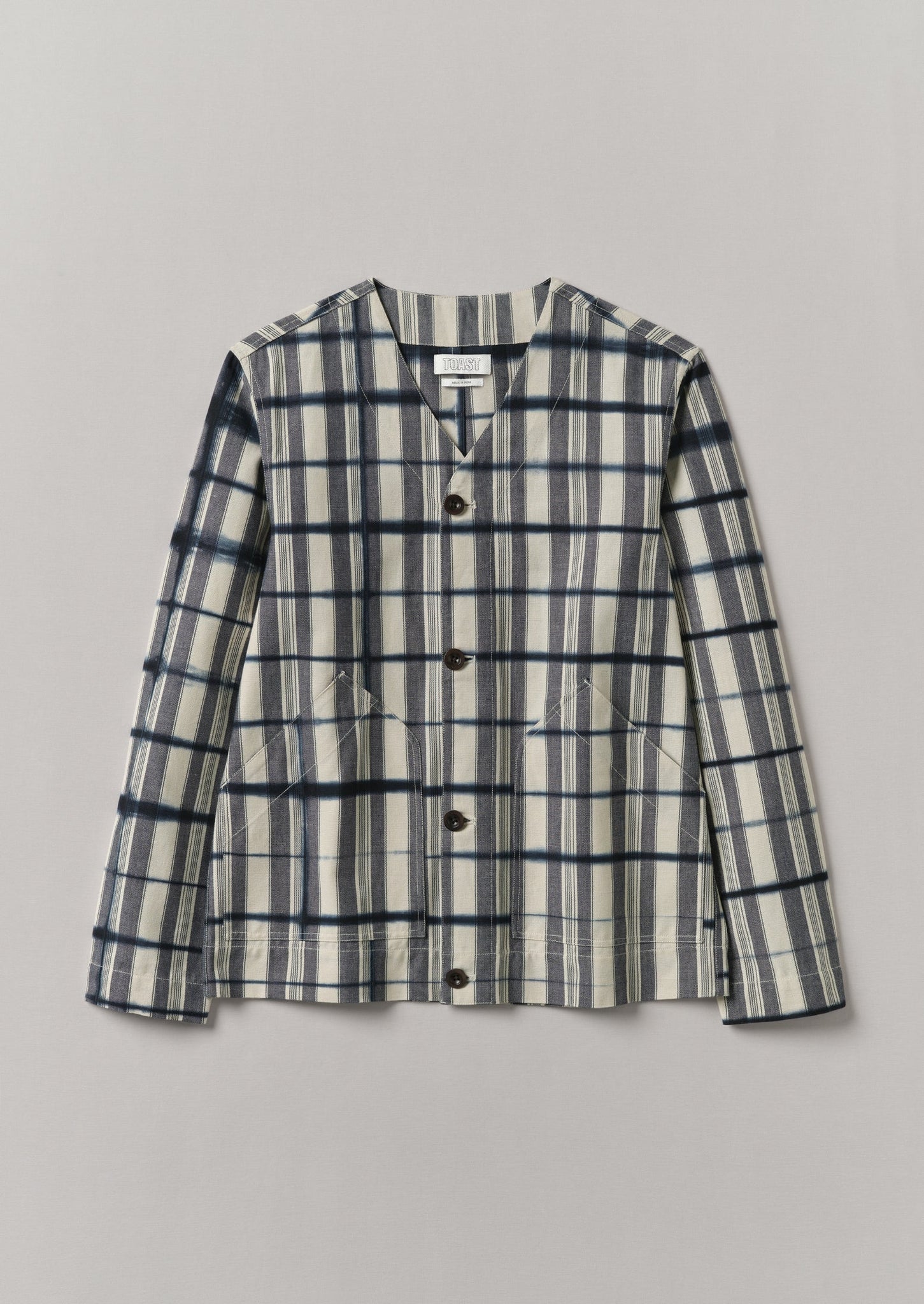 Edo Stripe Clamp Dyed Jacket | Indigo/Ivory