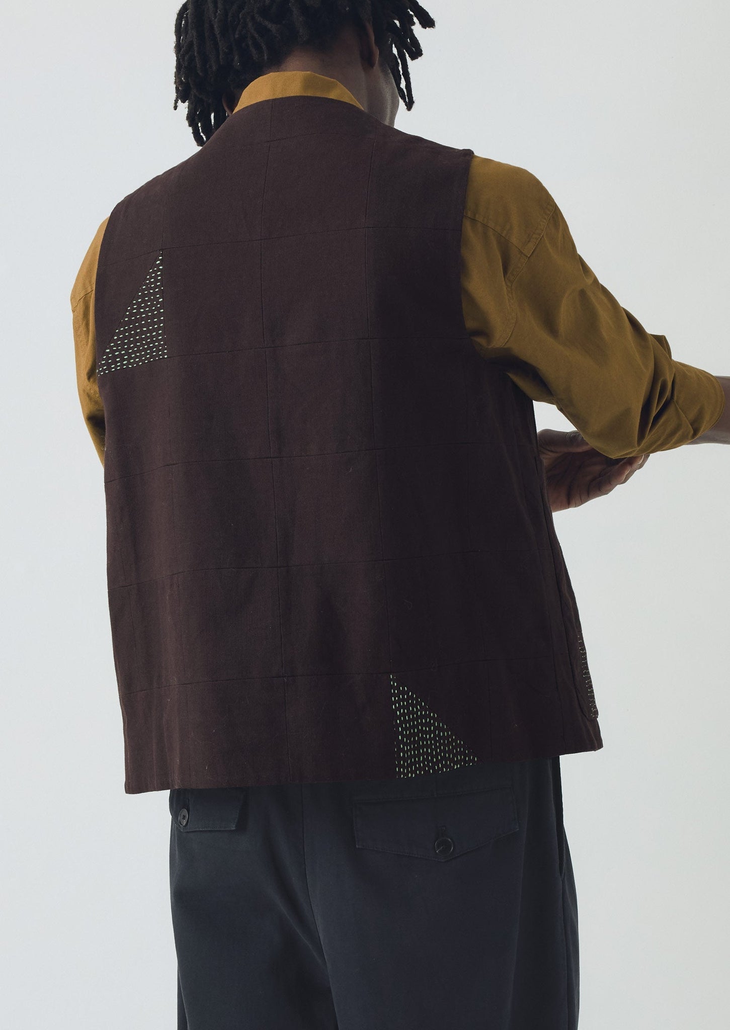 Patchwork Kantha Gilet | Pine