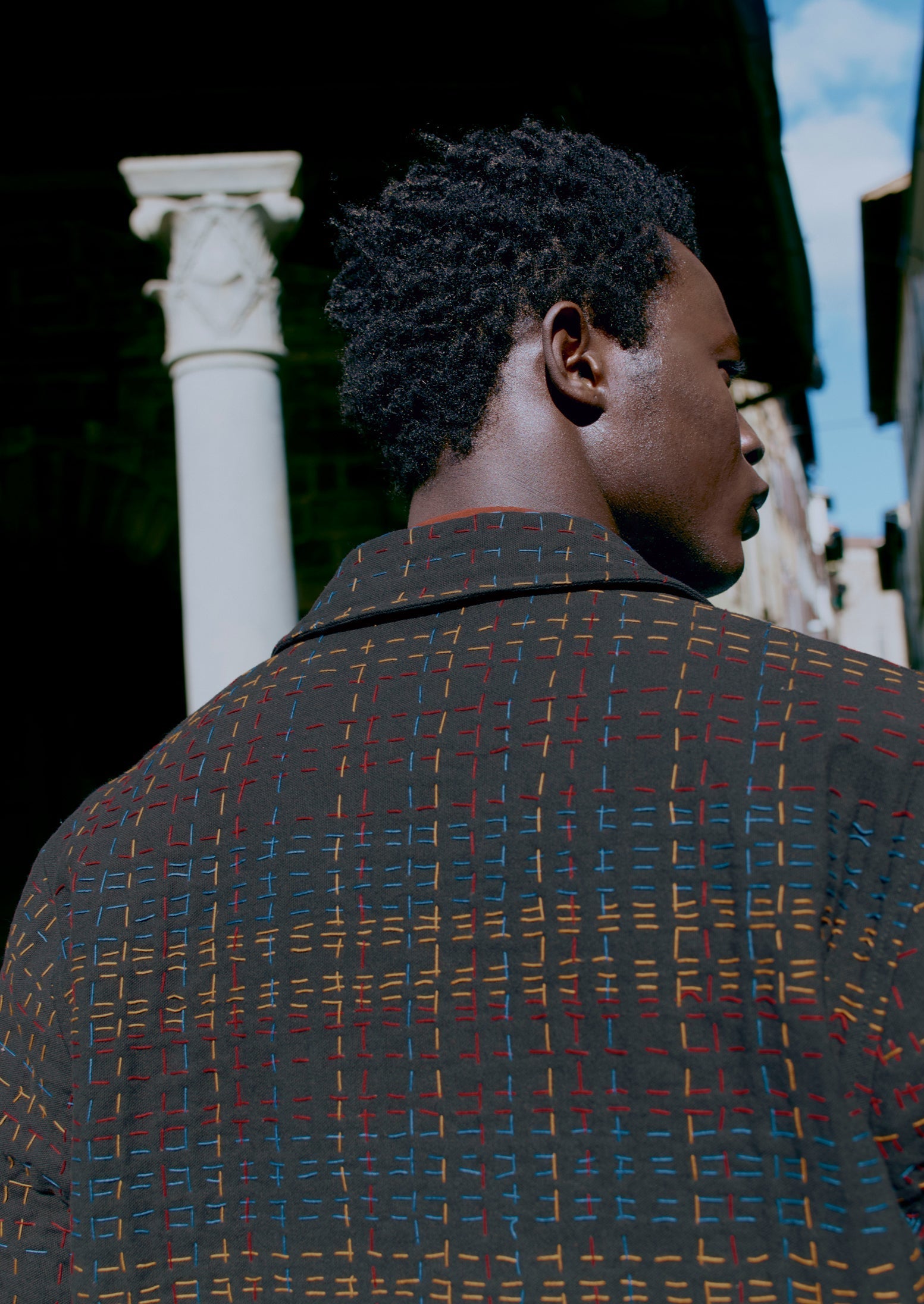 Kantha Stitch Tweed Jacket | Slate | TOAST