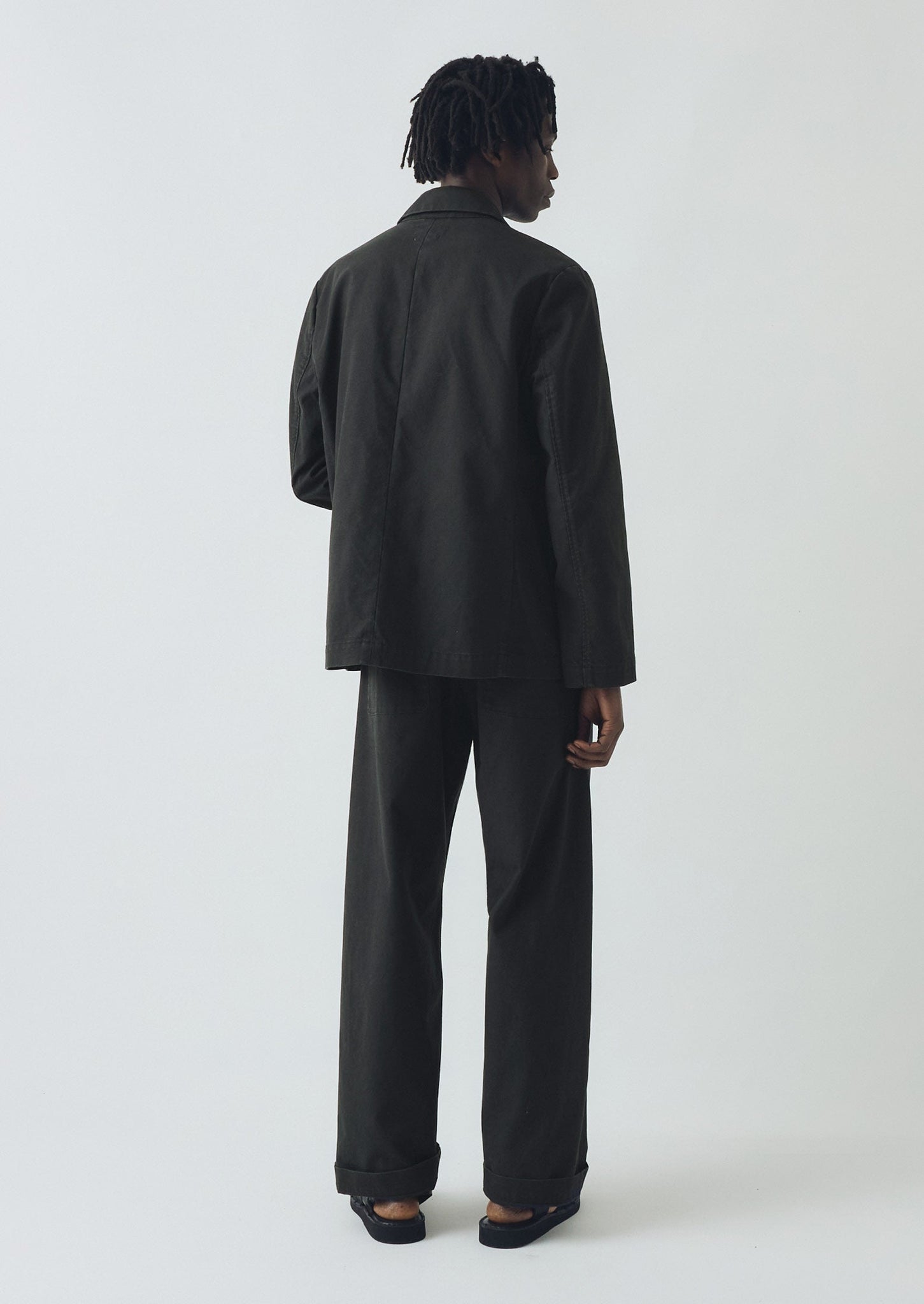 Cotton Canvas Breasted Jacket | Slate