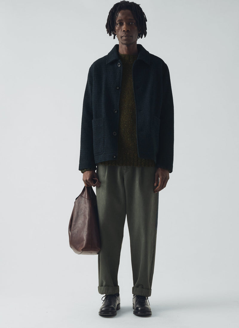 Brick Block Check Wool Chore Jacket | Charcoal/Blue