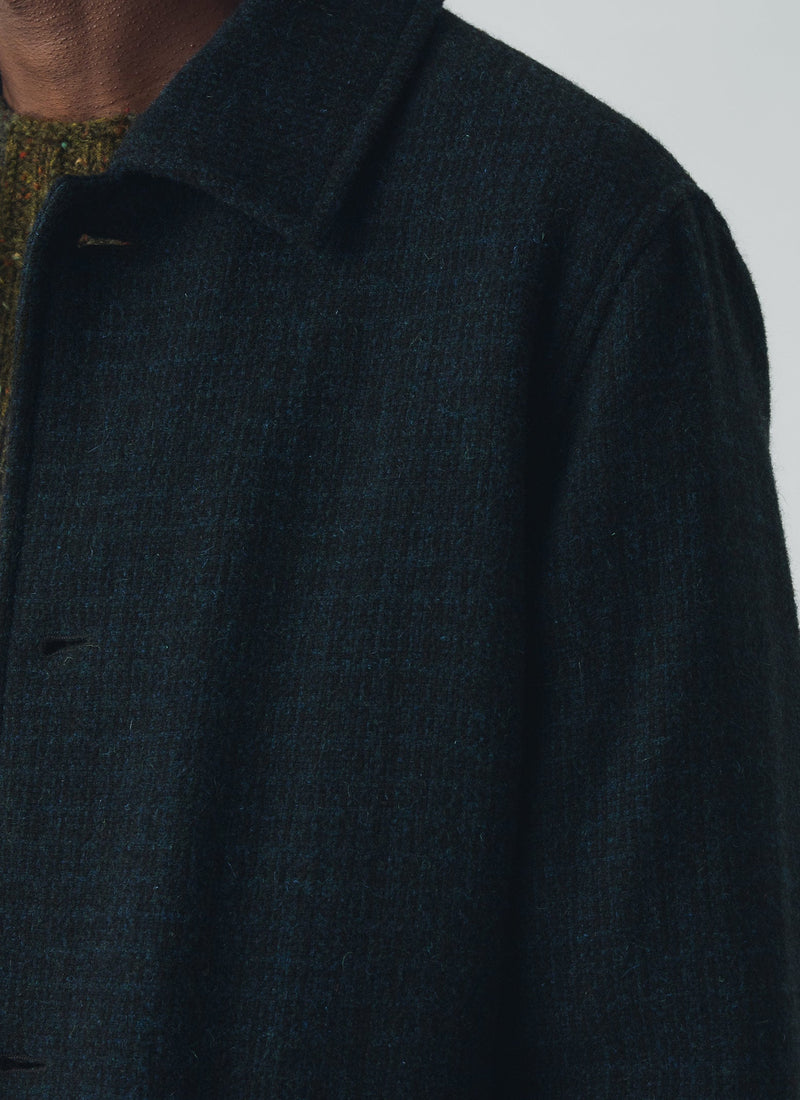 Brick Block Check Wool Chore Jacket | Charcoal/Blue