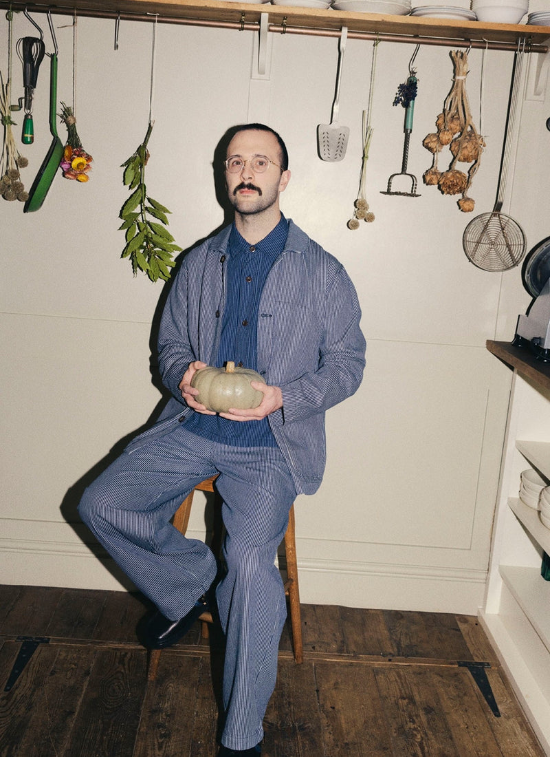 Hickory Stripe Denim Chore Jacket | Ecru/Indigo