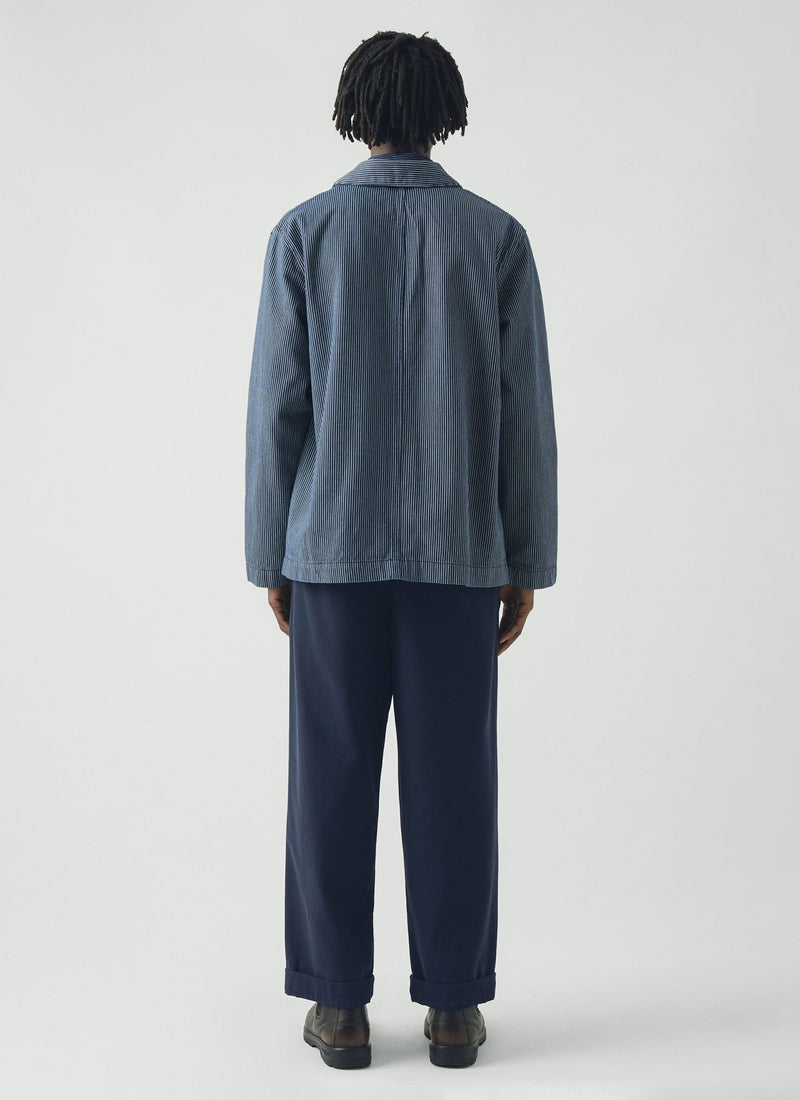 Hickory Stripe Denim Chore Jacket | Ecru/Indigo