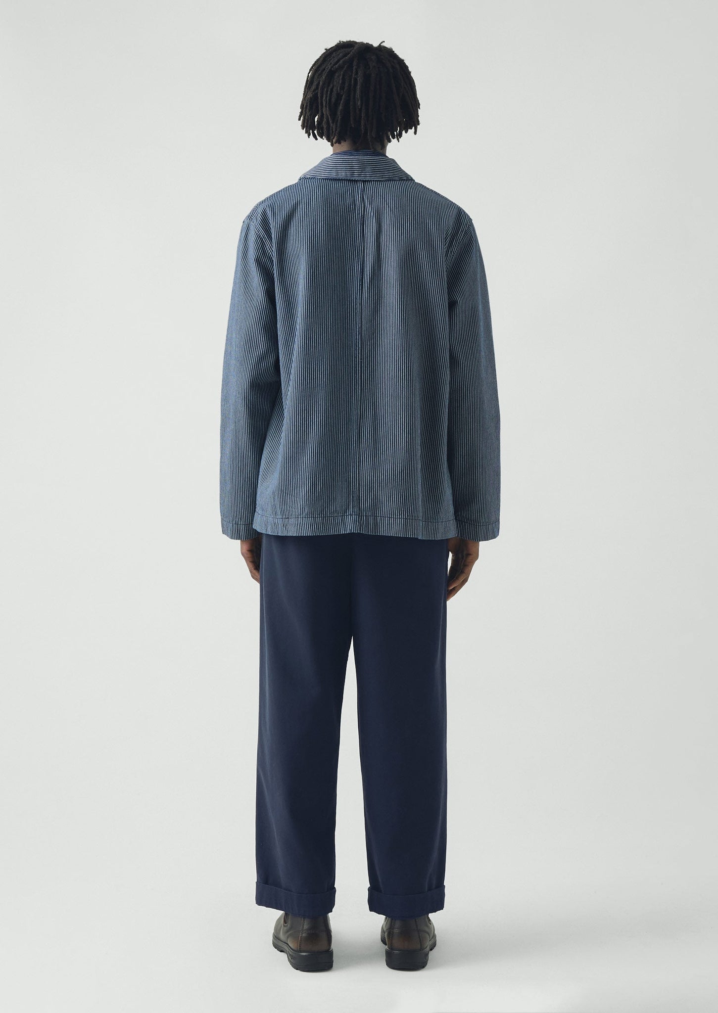 Hickory Stripe Denim Chore Jacket | Ecru/Indigo | TOAST