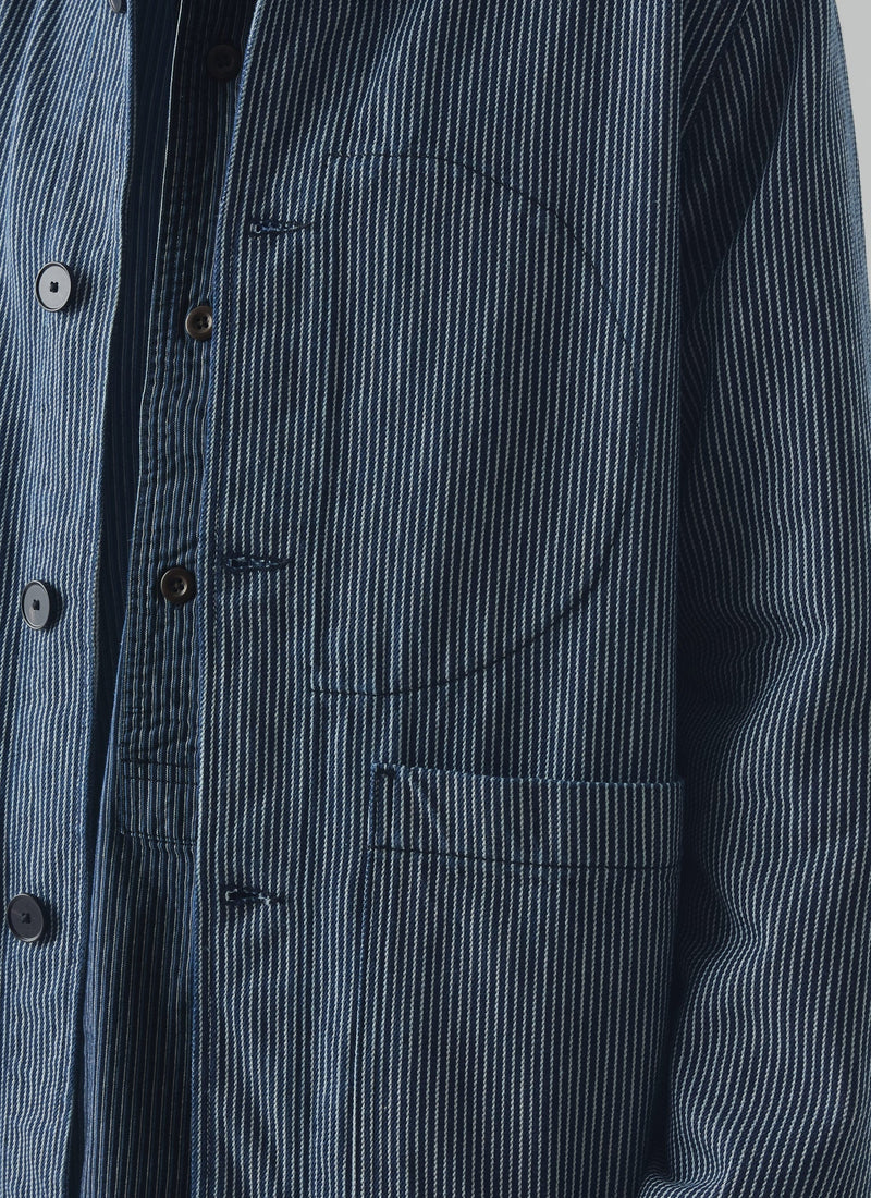 Hickory Stripe Denim Chore Jacket | Ecru/Indigo