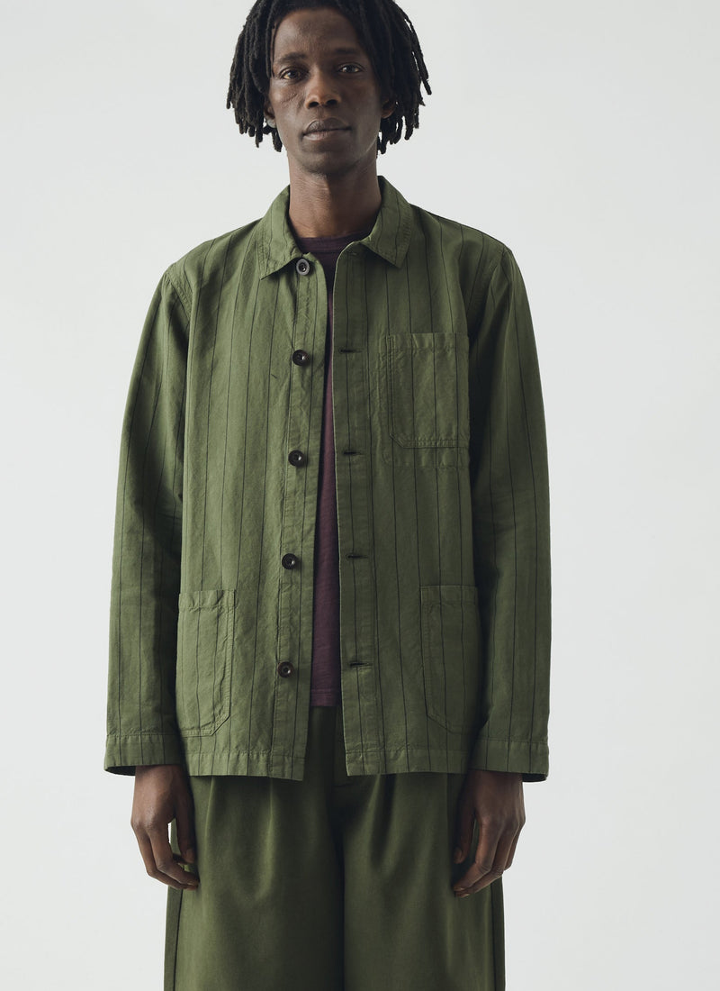 Arlo Overdyed Stripe Cotton Linen Jacket | Basil