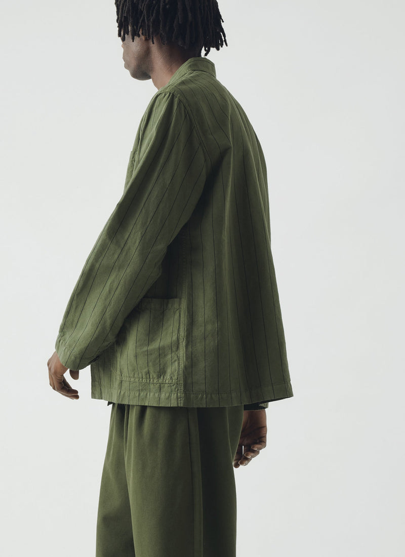 Arlo Overdyed Stripe Cotton Linen Jacket | Basil