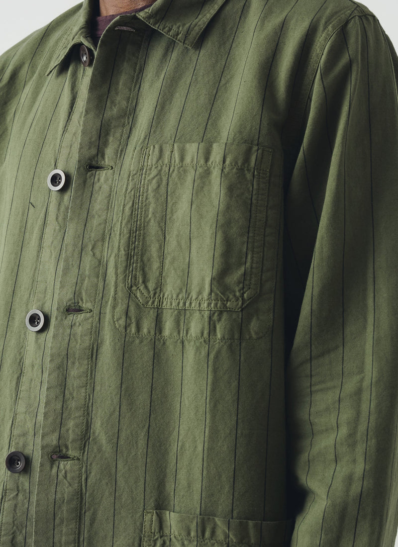 Arlo Overdyed Stripe Cotton Linen Jacket | Basil