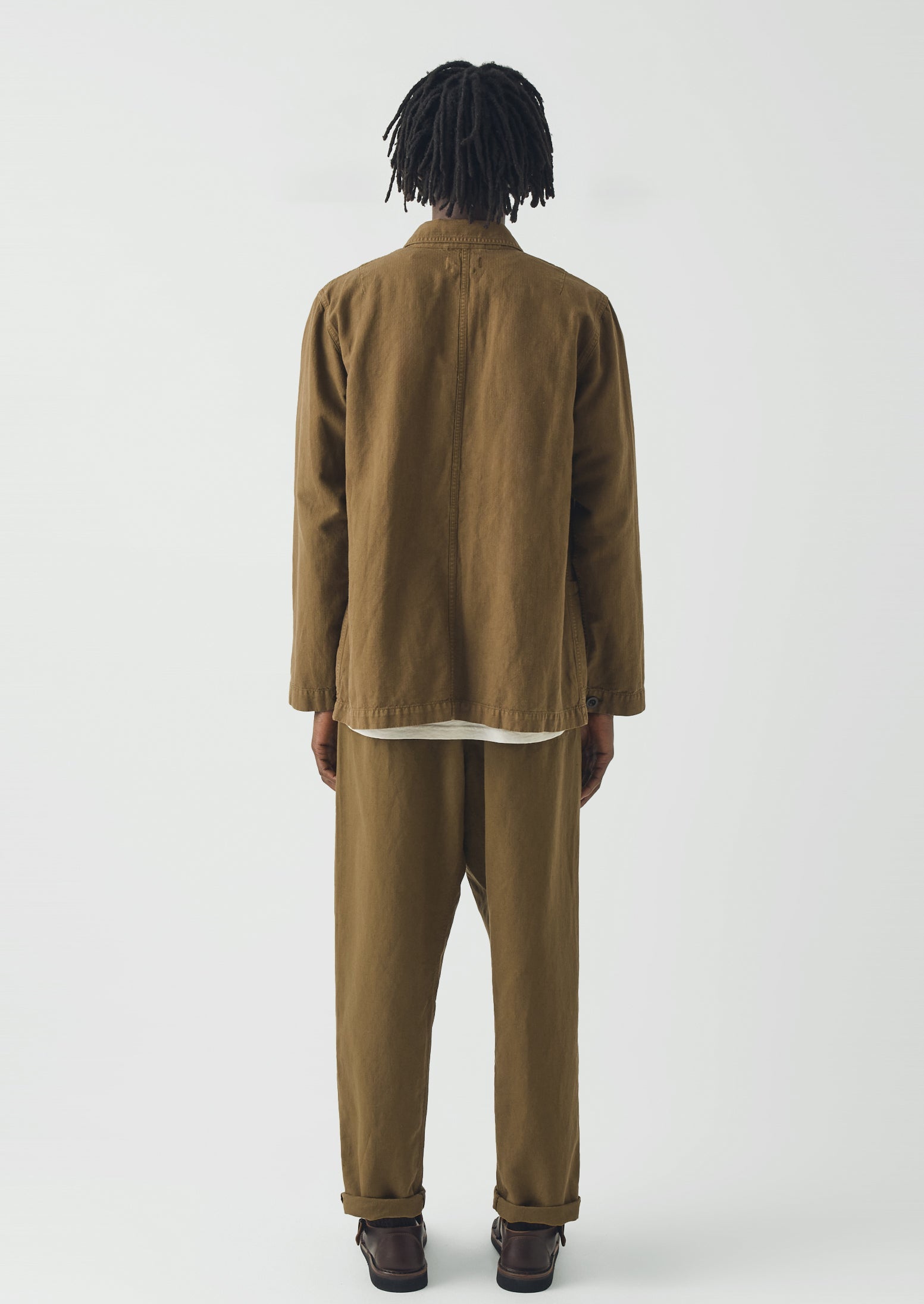 Arlo Garment Dyed Herringbone Jacket | Woodland Green | TOAST