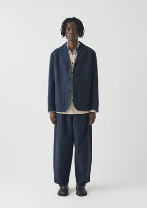 Running Stitch Cotton Linen Blazer | Navy/Fawn | TOAST