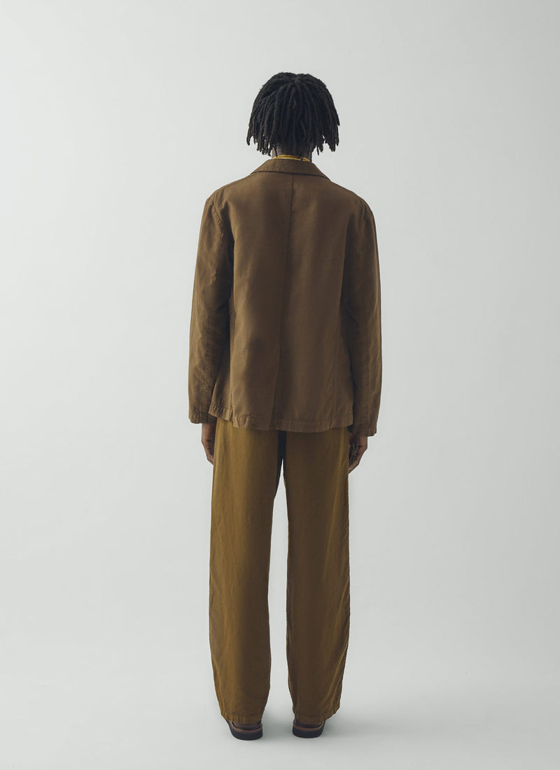 High Break Cotton Linen Blazer | Bronze Green