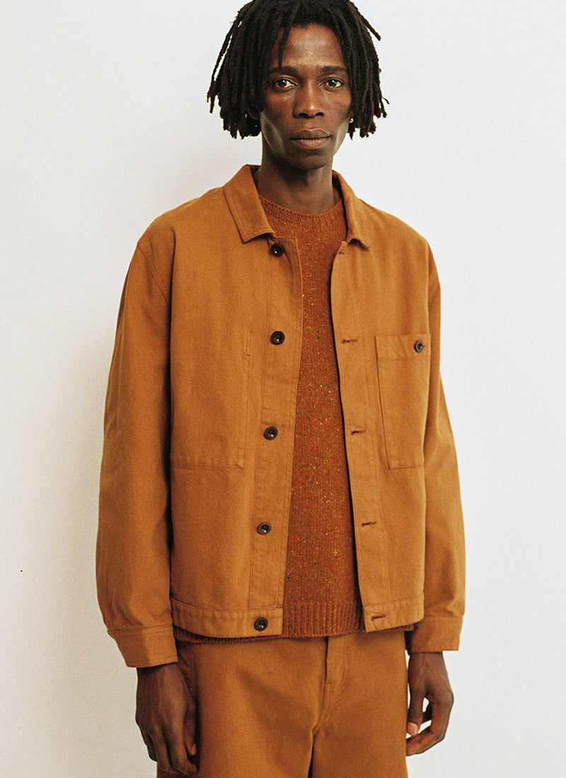 Garment Dyed Cotton Short Jacket | Brown Anise