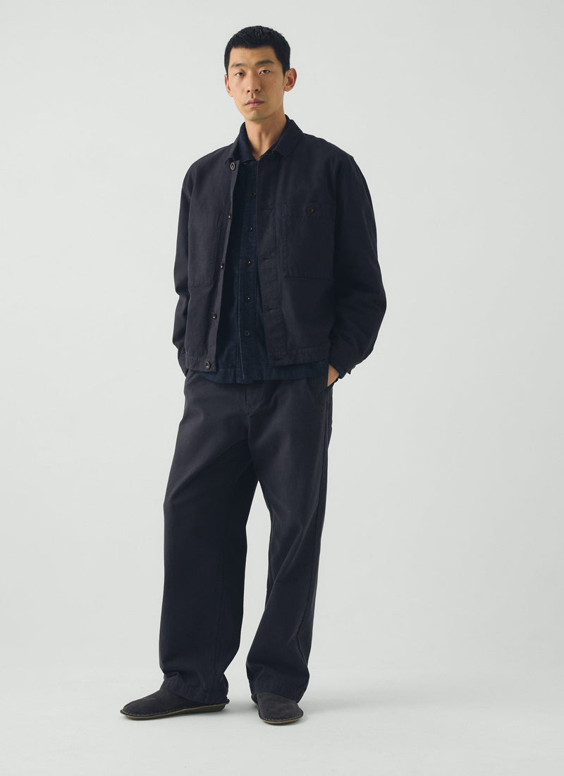Garment Dyed Cotton Short Jacket | Dark Steel