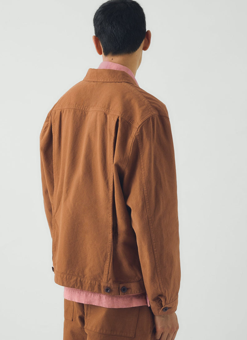 Garment Dyed Cotton Short Jacket | Brown Anise