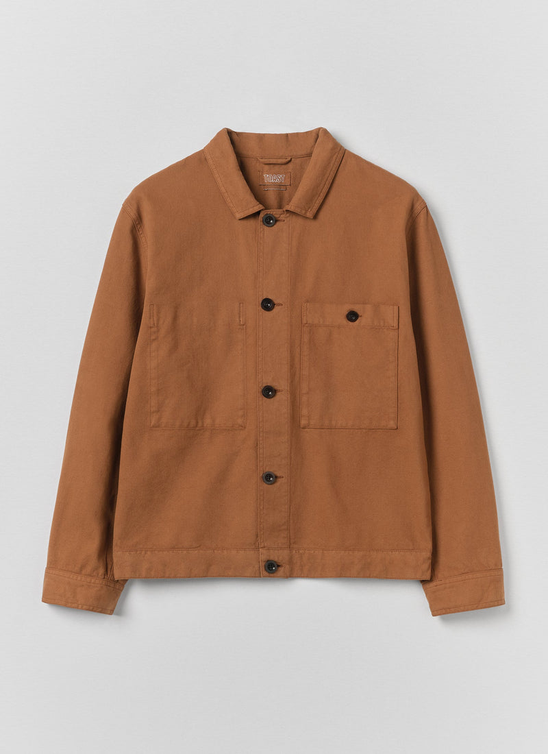 Garment Dyed Cotton Short Jacket | Brown Anise