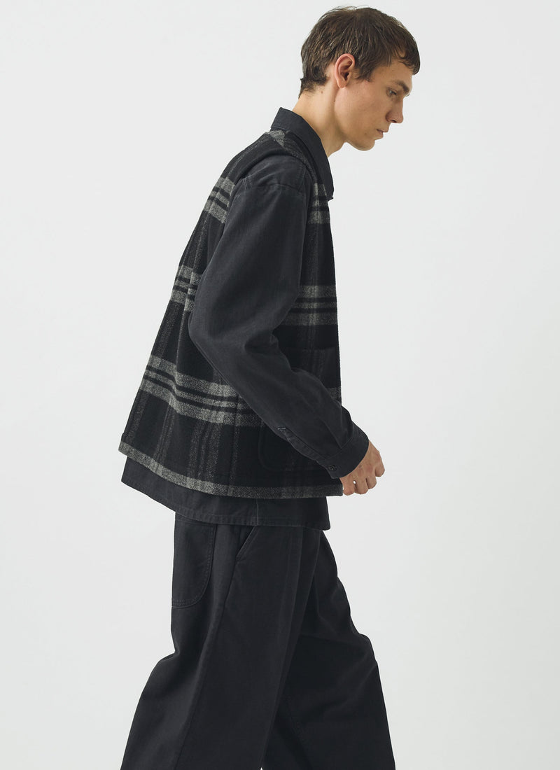 Melton Wool Check Gilet | Charcoal