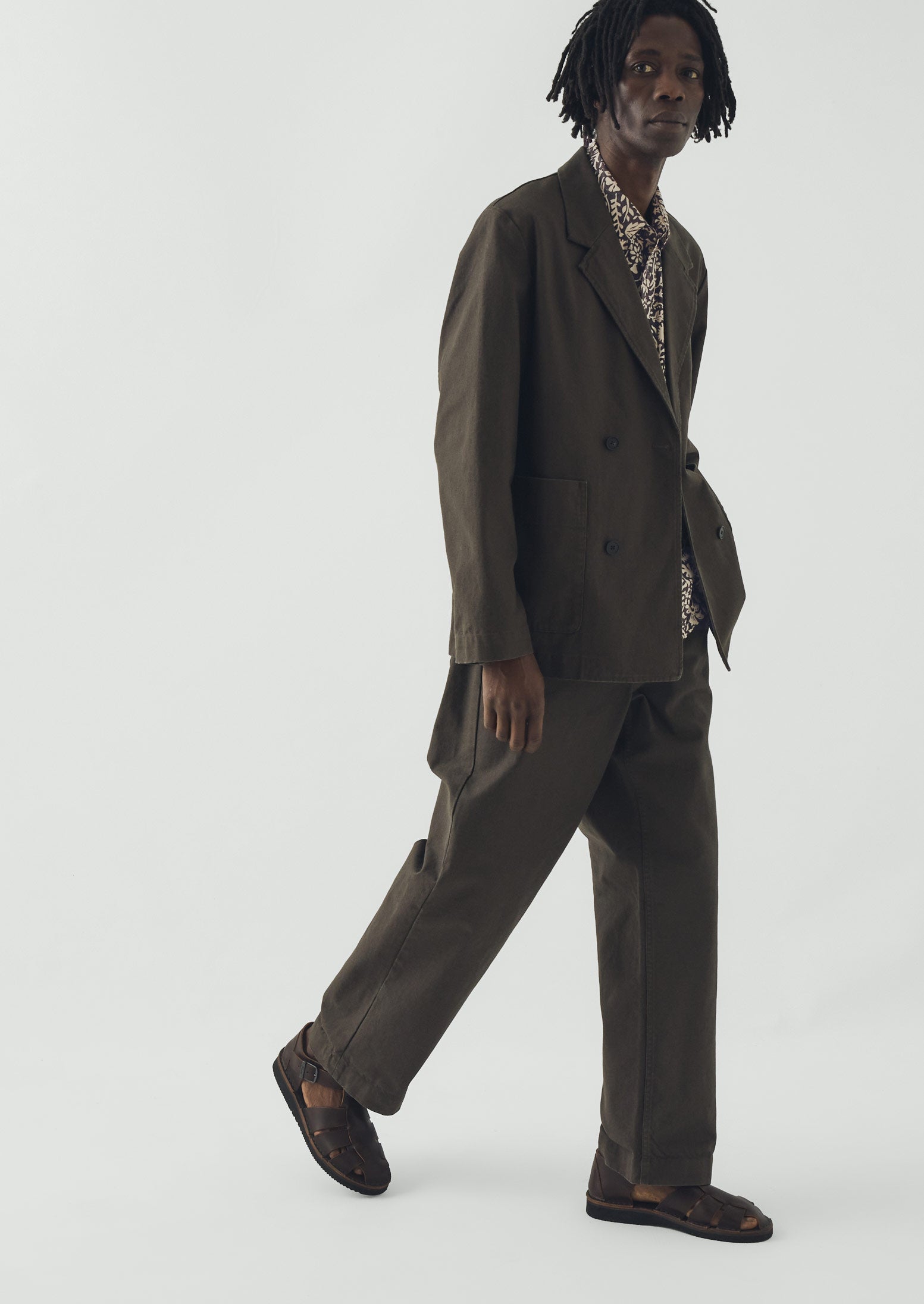 Cotton Canvas Double Breasted Jacket | Flint Grey | TOAST