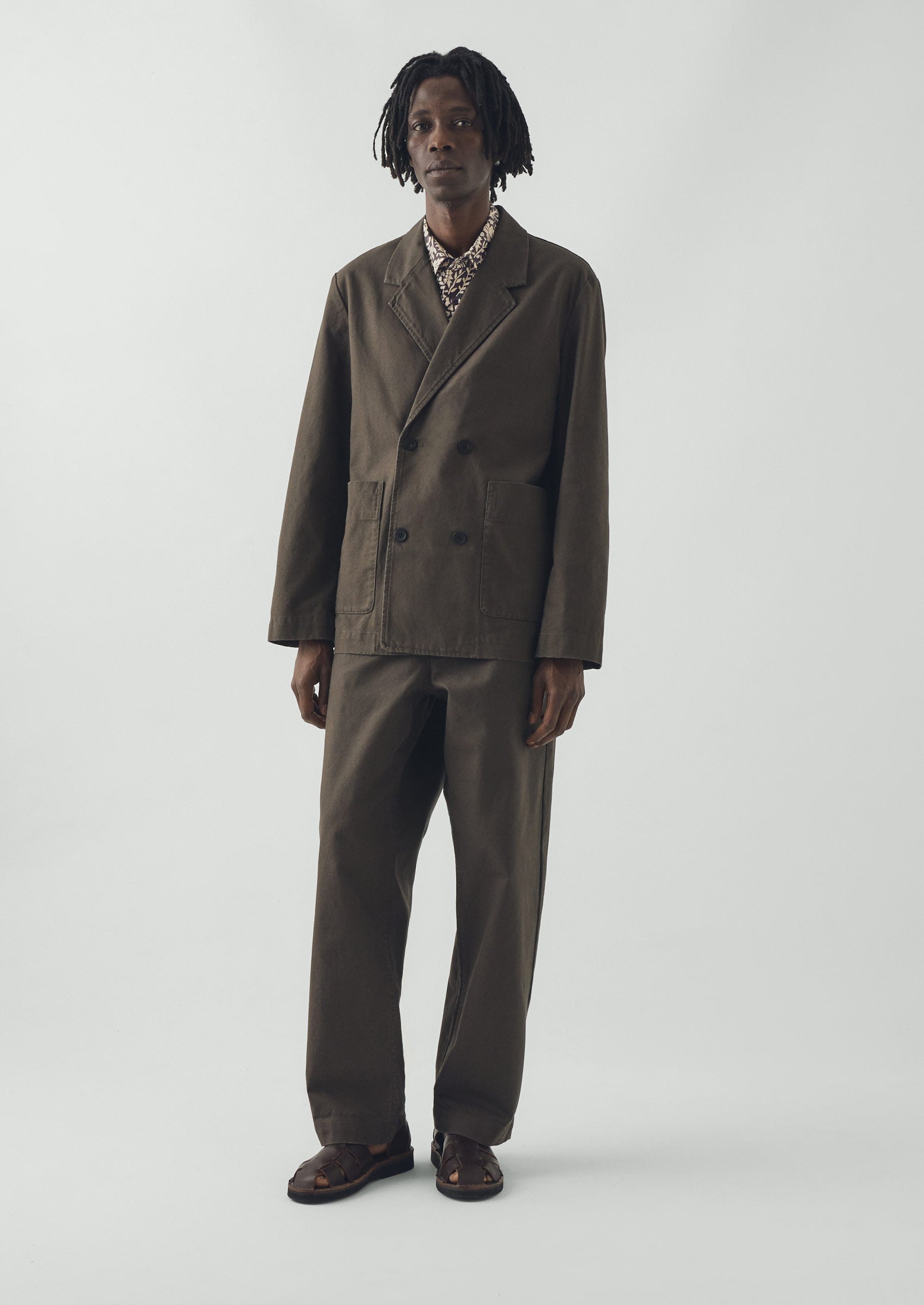 Cotton Canvas Double Breasted Jacket | Flint Grey | TOAST